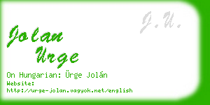 jolan urge business card