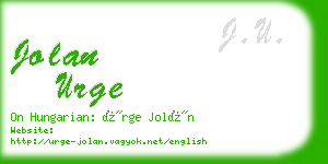 jolan urge business card